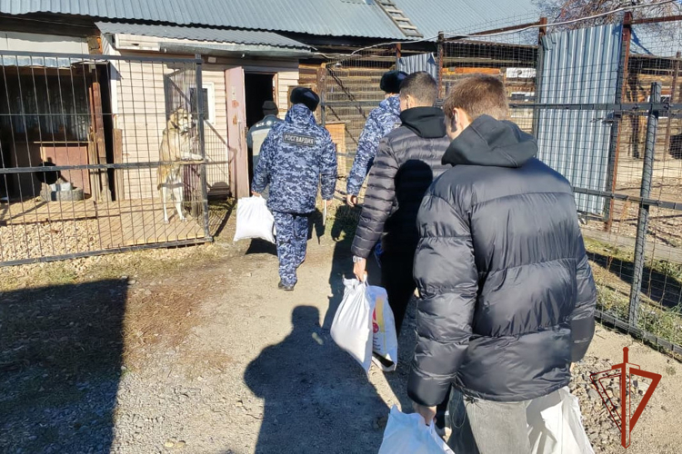 Юргинские росгвардейцы передали помощь в приют для животных